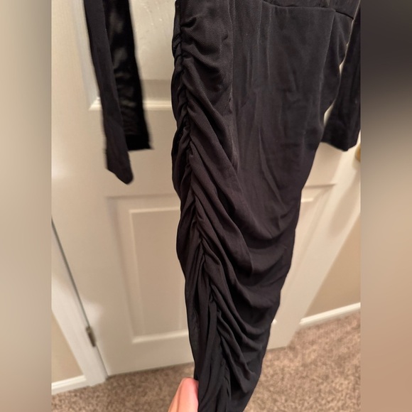 SHEIN PETITE Square Neck Ruched Mesh Panel Ruched Bodycon Mini Dress Petite XS - Picture 7 of 16